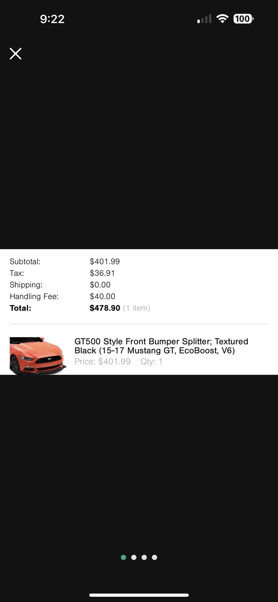 GT 500 Style Front Bumper Splitter Mustang 2015-2017