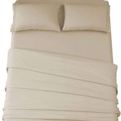 SONORO KATE Bed Sheet Set Super Soft Microfiber 1800 Thread Count Luxury Egyptian Sheets 16-Inch Deep Pocket,Wrinkle -4 Piece (Beige, California King)