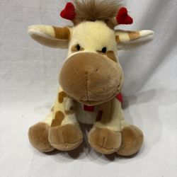 Valentines Day Plush Giraffe With Brown & Red Hearts Stuffed Animal 
