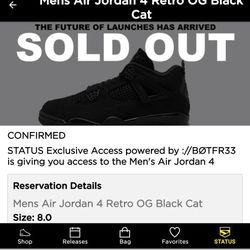 Jordan 4 Retro Black Cat (2025) Brand New (Ds) 💯 Authentic Size 8m/ Read Full Description