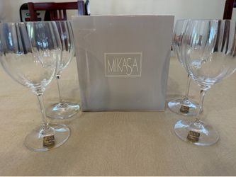 Set Of 4 Mikasa Austrian Crystal Stephanie Goblet Glasses
