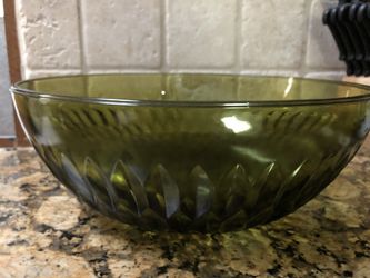 Antique green glass bowl
