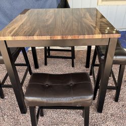 Square Table And Four Chairs/Stools 