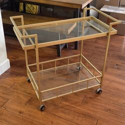 Gold Metal & Glass Bar Cart