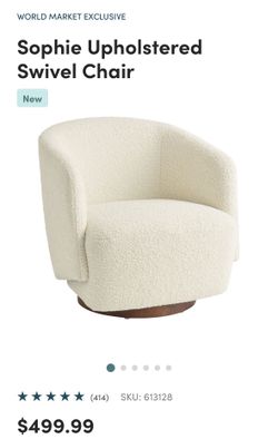 World Market Bouclé Swivel Accent Chair - Ivory - $150