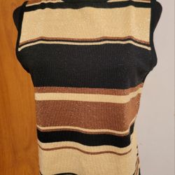 Brand New Women's Mod Turtle Metallic Stripe Top Size Small