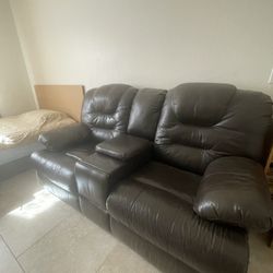 Brown 100% Leather Couch