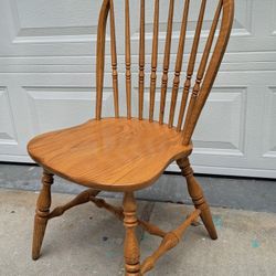 Vintage Ethan Allen Chair Canterbury Saddle Oak Windsor  Bowback Spindle 28-6400