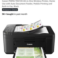 Brand New Canon PIXMA TR4720 All-in-One Wireless Printer, Home Use with Auto Document Feeder, Mobile Printing and Built-in Fax, Black
