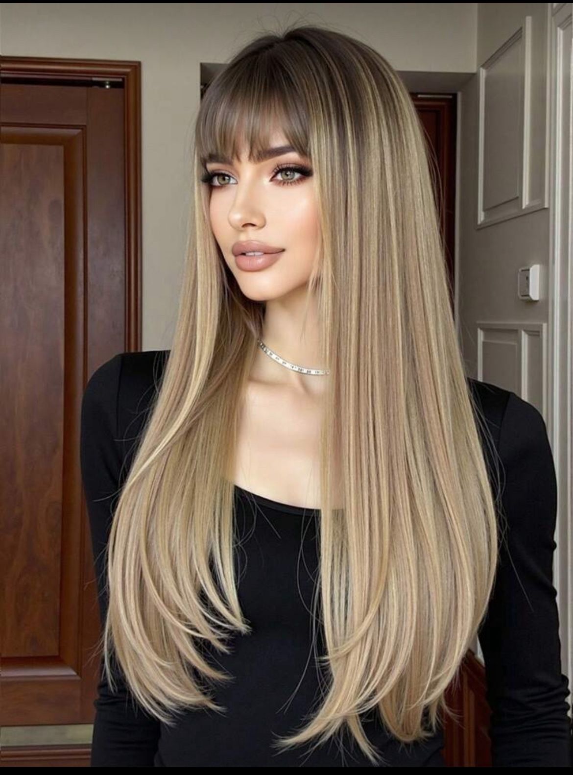Elegant Ombre Blonde Wig, 26 in. Straight Wigs Synthetic 