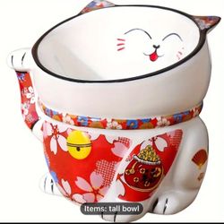 Ceramic Elevated Cat Bowl/ NEW