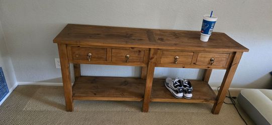 Rustic hardwood oak drawer sideboard table