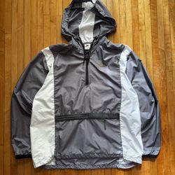 VTG 90's Nike Windbreaker 1/4 Zip Jacket Gray/Orange  Sz. L