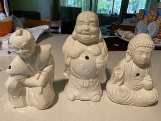 3 Ceramic Buddha Incense Burner Item 