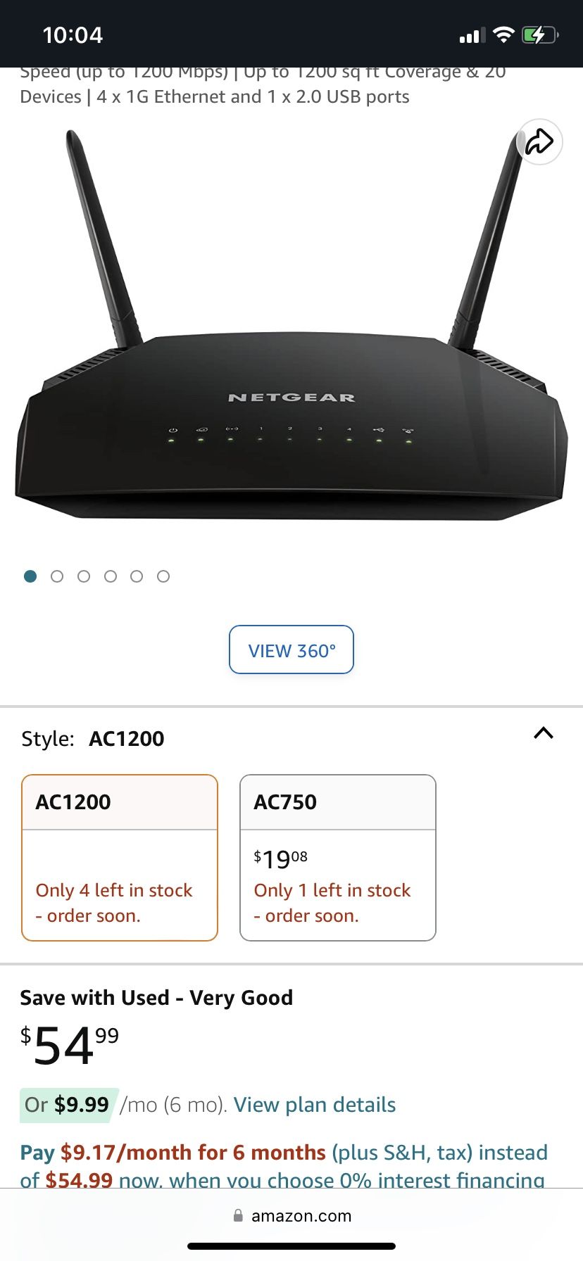 Netgear Cable Modem  Model AC1200 Wifi Router 