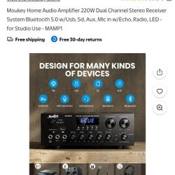 Moukey Stereo Receivers with Bluetooth 