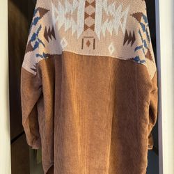 Pink Lily Aztec cozy Shirt Jacket  Size Large oversized NEW