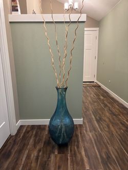 Large teal vase