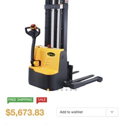 118" High Fully Powered-Electric Straddle Stacker with 2200lbs Capacity
