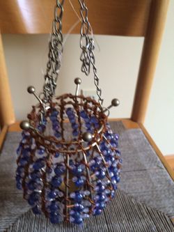 Beaded hanging candle holder
