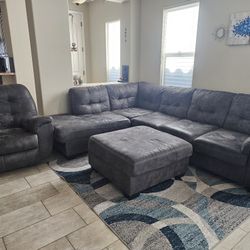 Ashley Signature Couch, Ottoman, Recliner 