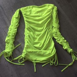  Neon Yellow Scrunch Bodycon Party Dress