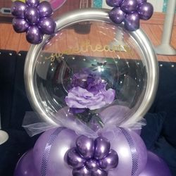 Ballon arrangements With Flower Bouquet Inside