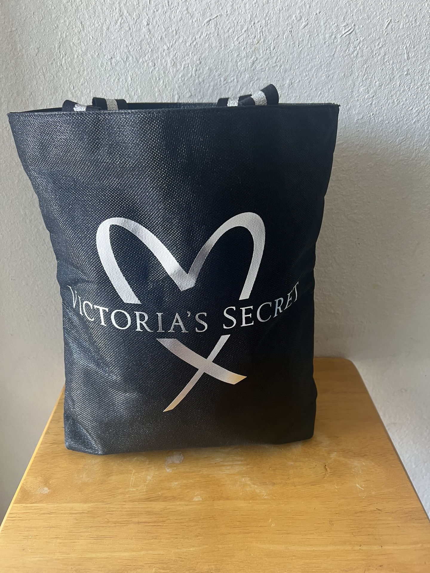 VICTORIA'S SECRET Black Glitter TOTE BAG 