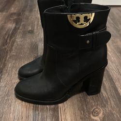 Black Leather Tory Burch Boots