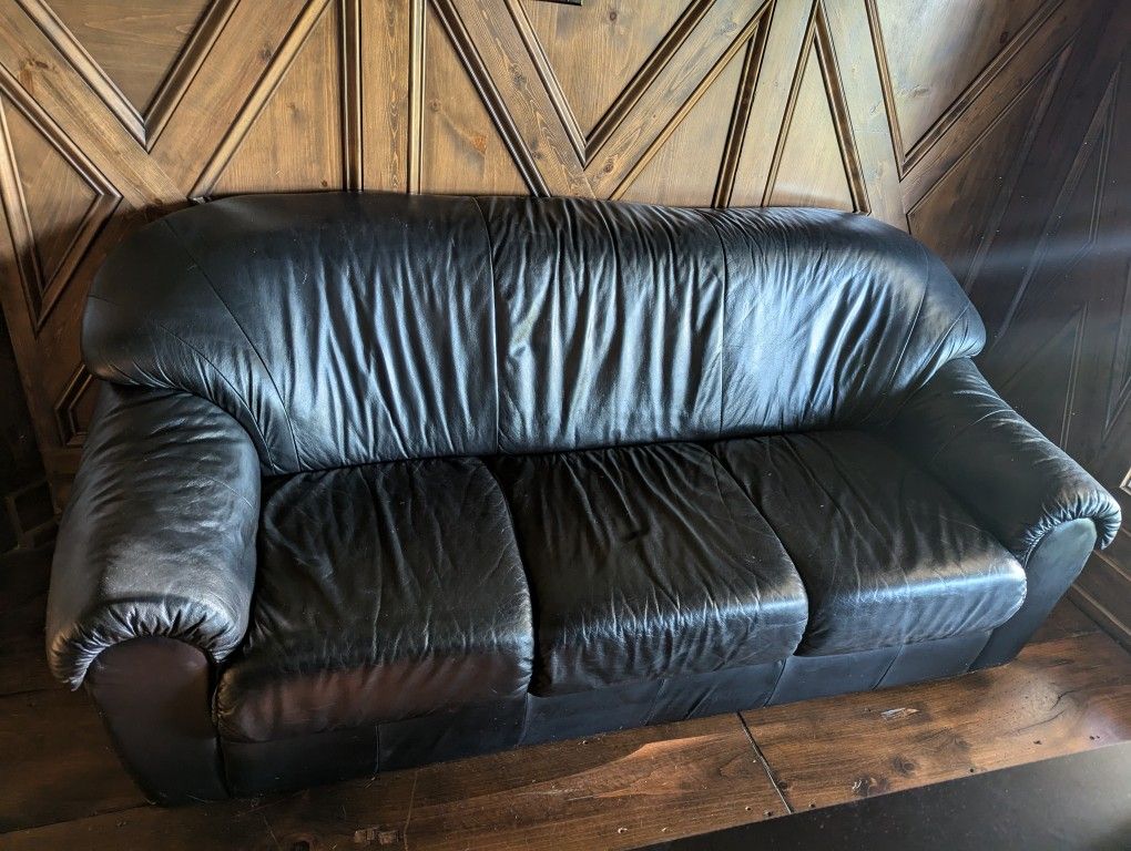 Black Leather Sofa & Chair Combo