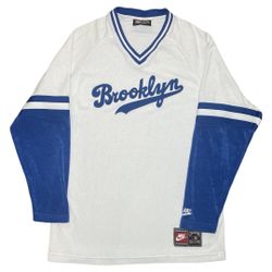 Vintage Nike Cooperstown Collection MLB Brooklyn Los Angeles Dodgers Fleece Pullover Long Sleeve Jersey Shirt