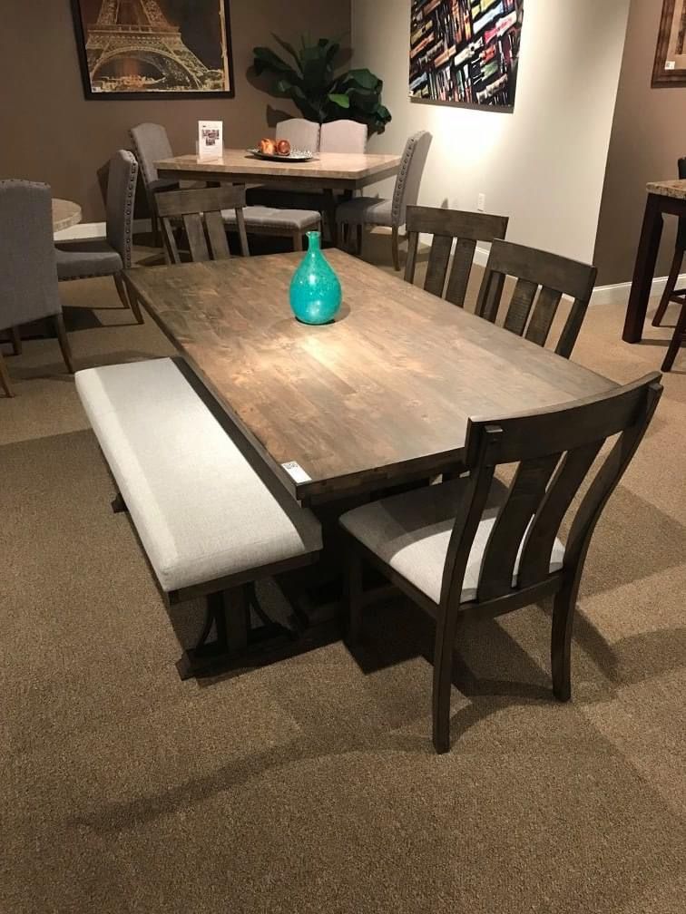 Dining table and four fabric chairs