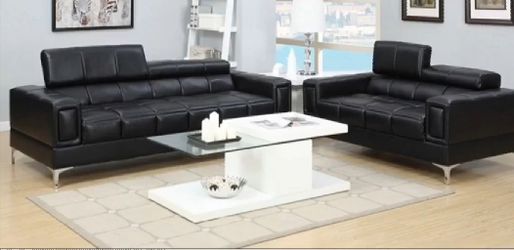 BLACK FRIDAY OFFER. SOFA AND LOVE SEAT, FAUX LEATHER. $53 DOWN PAYMENT