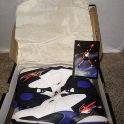 Air Jordan 8 Three-Peat 2015 White Black Purple Size 11.5