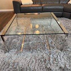 Modern Glass Coffee Table – Scandinavian Designs Adanso – Chrome Frame – Excellent Condition