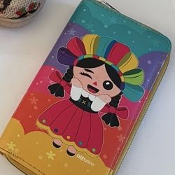 Wallet Traditional Mexican Muñeca Lele Doll Print