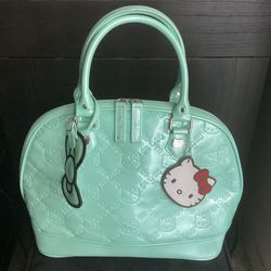 NWT LOUNGEFLY HELLO KITTY EMBOSSED MINT TOTE BAG PURSE