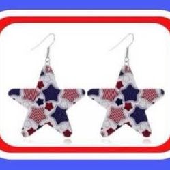 Bundle Deal Cute Festive Patriotic Star Dangle Earrings x2  4th Of July