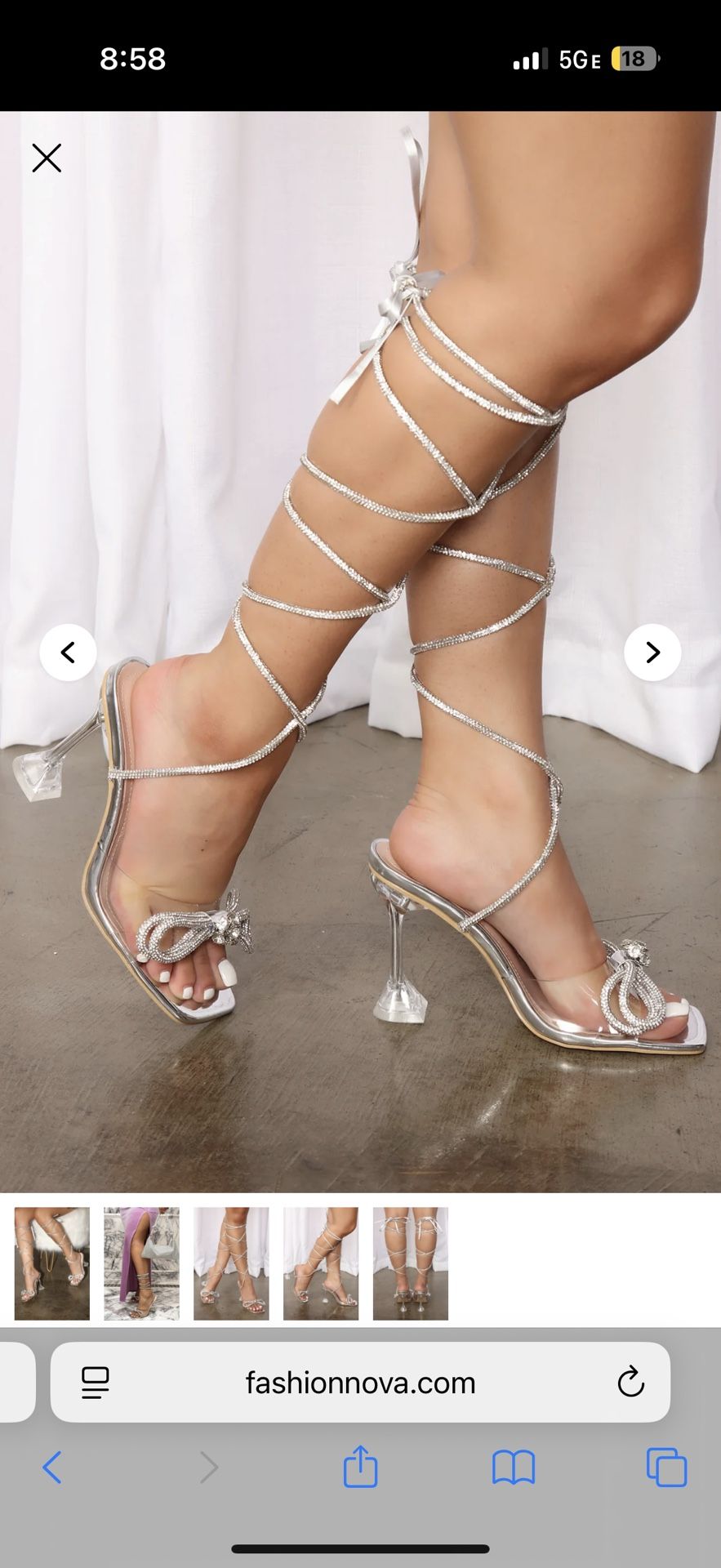 Silver Strappy Heeled Sandals