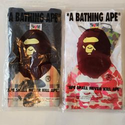Pink Camo and Black Burberry BAPE Tees Medium New 1:1