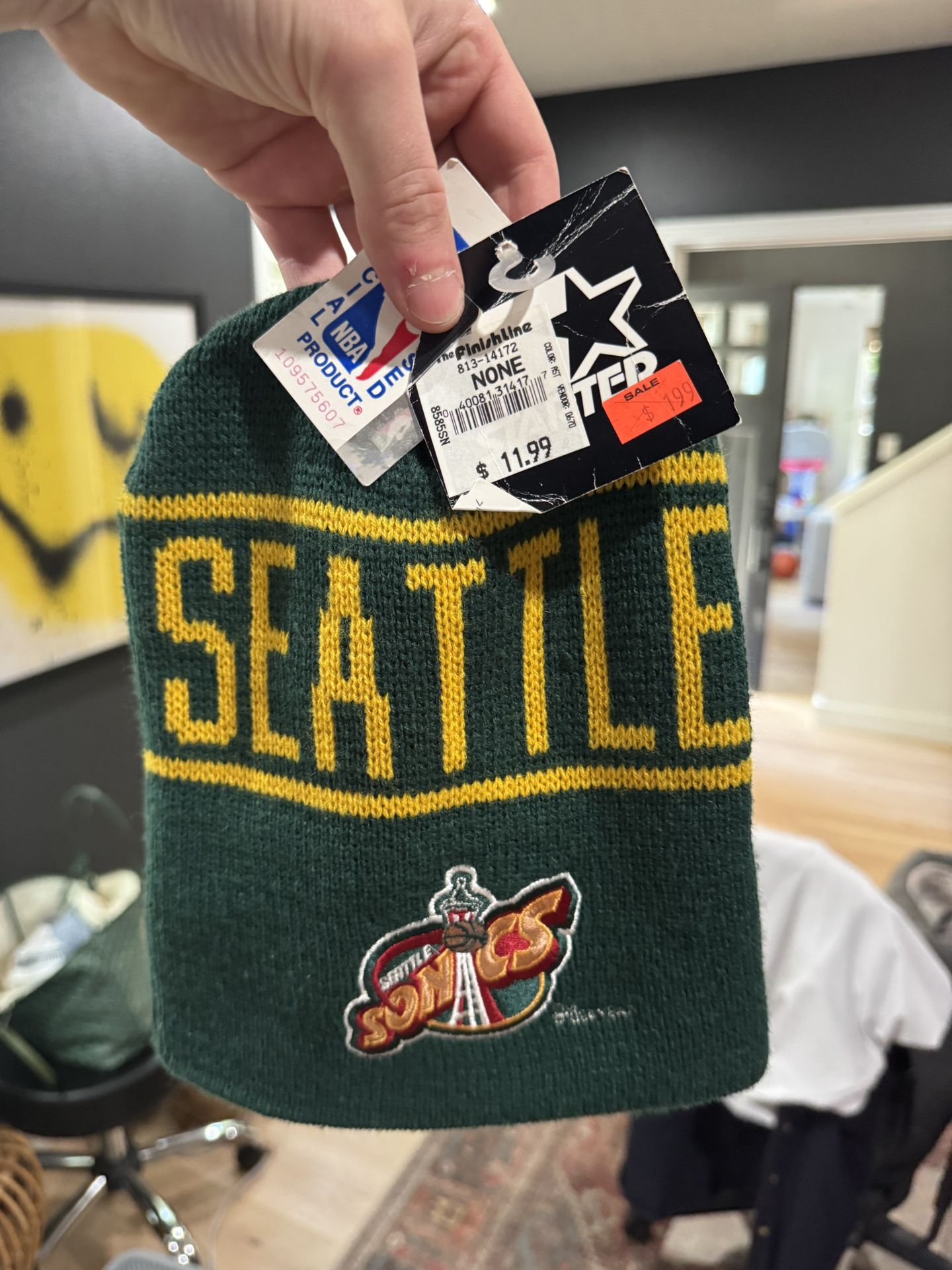 *NEW w/ TAGS* Vintage Starter Brand Seattle Supersonics Sonics NBA Knit Beanie