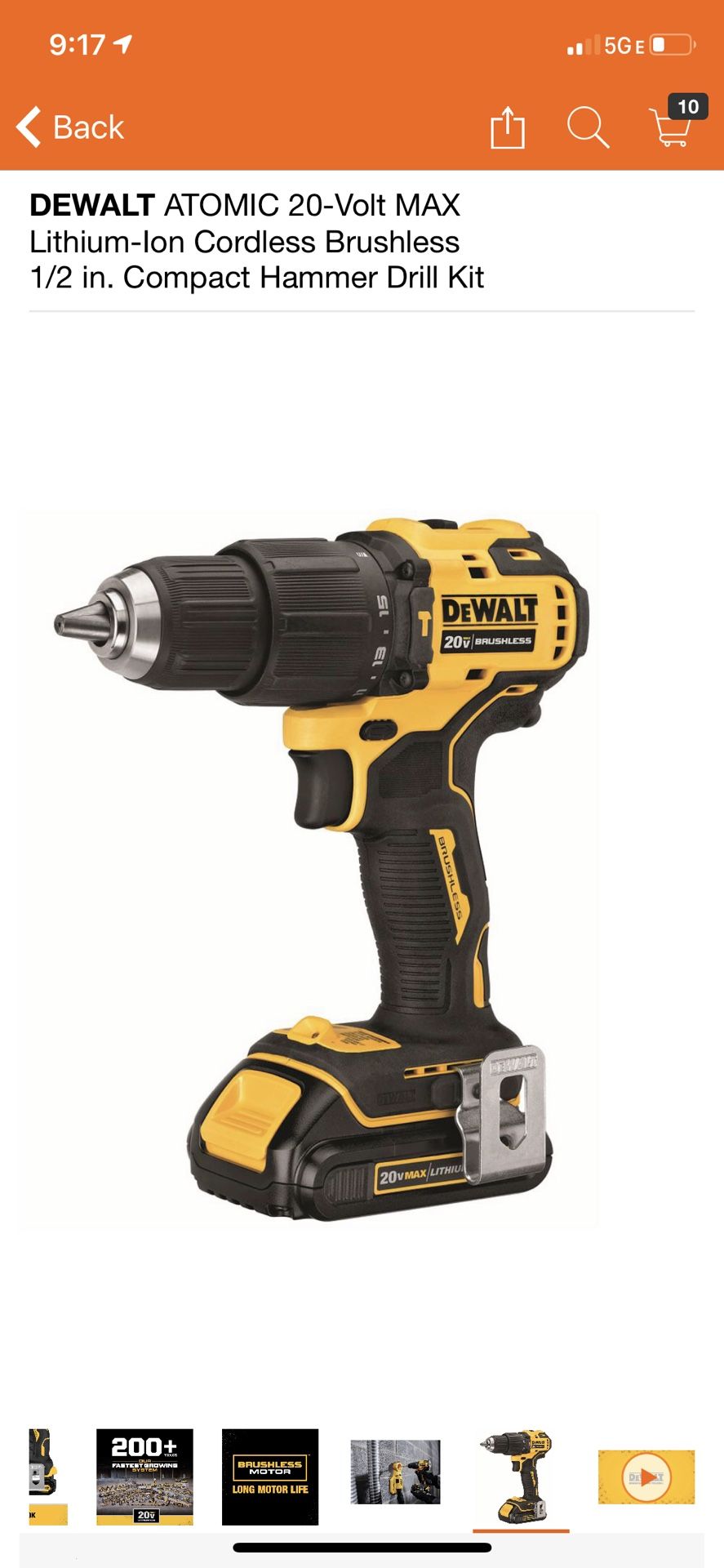 DEWALT ATOMIC 20-Volt MAX Lithium-Ion Cordless Brushless 1/2 in. Compact Hammer Drill Kit