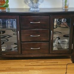 Cherry Wood Curio  And Server