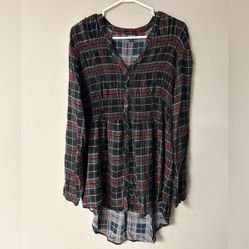 Torrid Babydoll Twill Button Down Plaid Shirt
