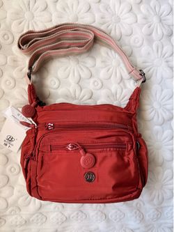 Water-Resistant Thick Nylon Multi-Zip Crossbody Bag, Practical Compact Size