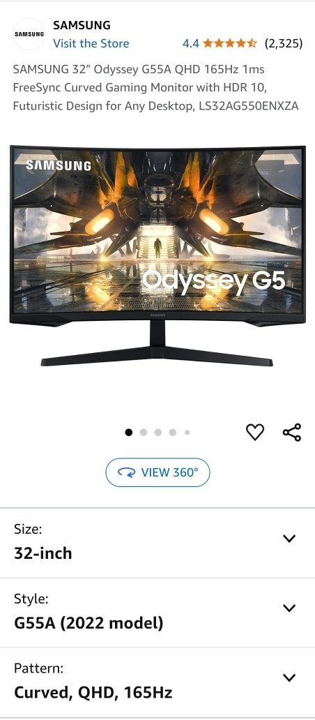 Samsung Odyssey G5 32inch Curved Screen