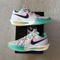 Nike GT Cut 3 white teal basketball shoes size 10.5