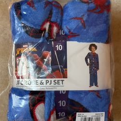 Boys Spider Man Pajamas With Robe 3 Pieces 