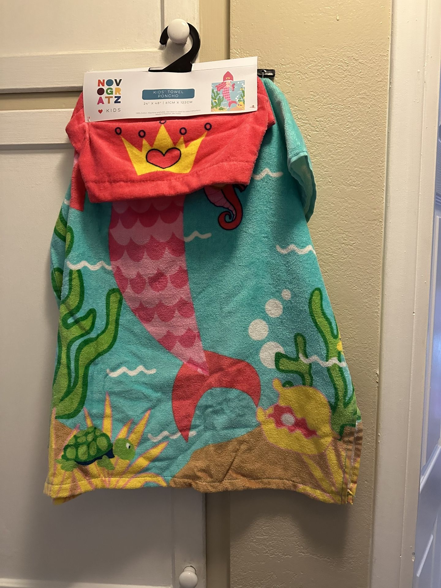 Mermaid Swim Towel Poncho For Kids