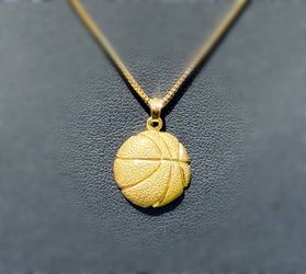 Jewelry 14k solid yellow gold basketball ball Pendant charm